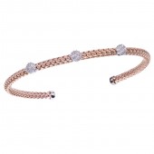 Pink Plated Rhodium Diamond Cuff Bracelet 