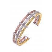 Tri color handmade silver plated diamond bracelet 
